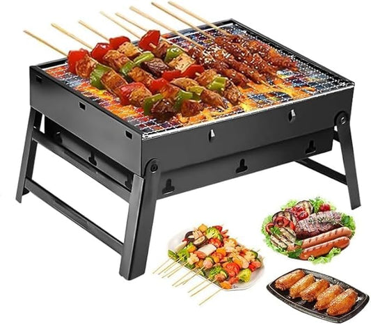 Portable Charcoal Grill Foldable 17" BBQ Charcoal Grill Compact Tabletop Barbecue Grill Small BBQ Grill for Outdoor Travel Backyard Picnic Beach