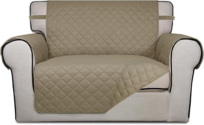 PureFit Reversible Quilted Sofa Cover Dog Couch Covers for Sofa, 28 in | Beige/Beige, Water Resistant Couch Protector, Washable Pet Couch Cover with Non Slip and Elastic Straps For Kids