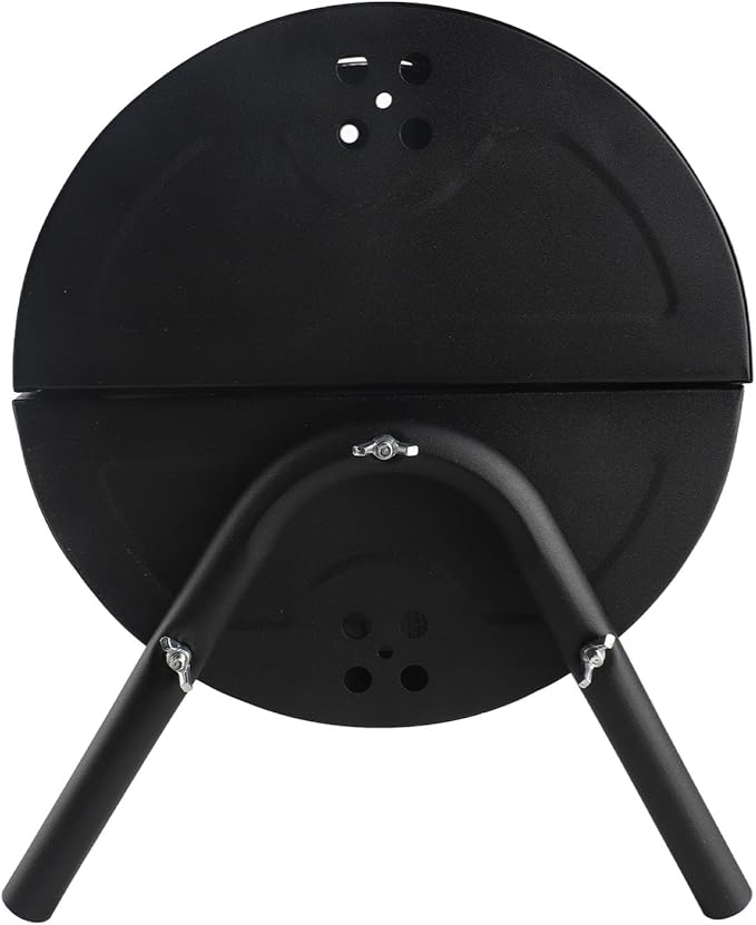 Drfeify Charcoal Barbecue Grill, Portable Double Sided Metal BBQ Grill with Detachable Carbon and Wooden Handle, for Camping Picnics Parties Outdoor Home Use (Black)
