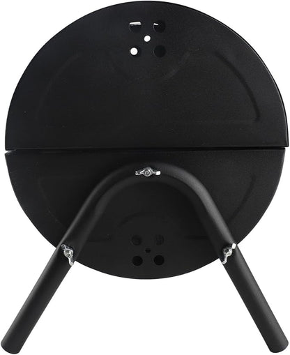 Drfeify Charcoal Barbecue Grill, Portable Double Sided Metal BBQ Grill with Detachable Carbon and Wooden Handle, for Camping Picnics Parties Outdoor Home Use (Black)
