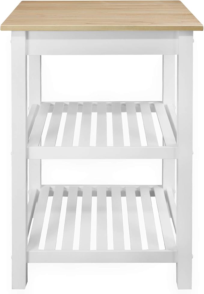 Casual Home Sunrise (Small) with Solid Harvest Hardwood Top Kitchen Island, 22.75"W, Natural&White