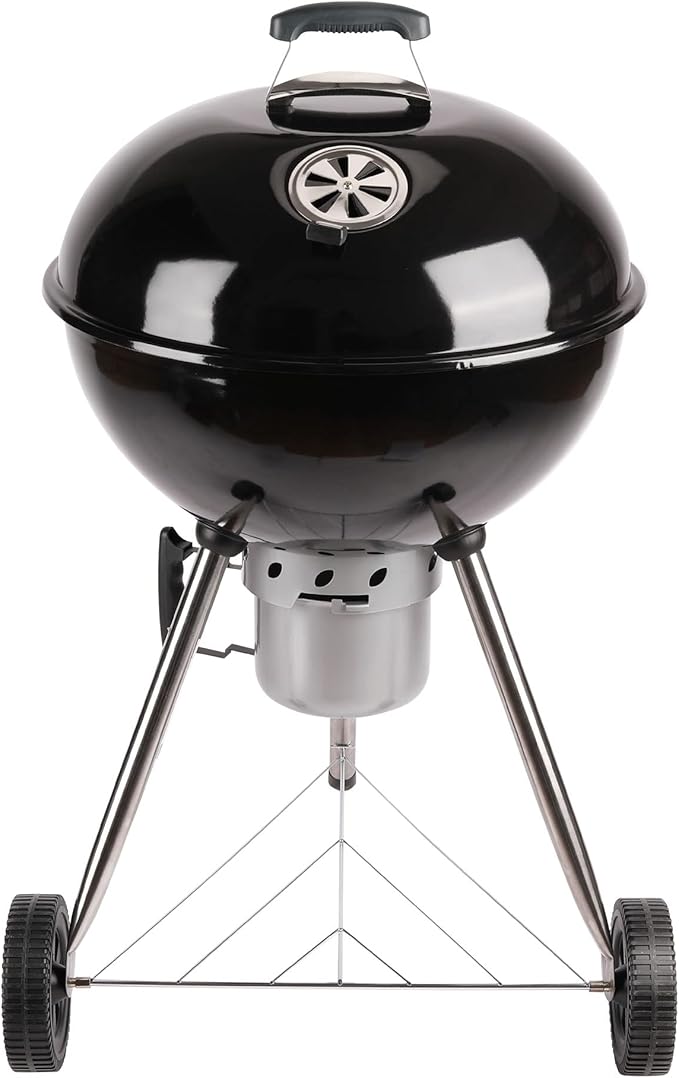 Amig - Fireplus Portable Charcoal or Firewood Barbecue | Round Barbecue with Lid and Wheels | Ventilation System and Ash Deposit | Steel Grill | 68.8 x 64 x 100 cm