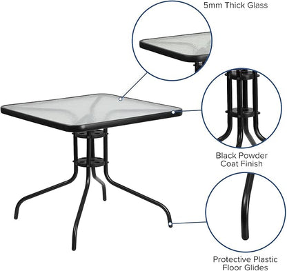 Flash Furniture Barker 31.5" Square Indoor/Outdoor Tempered Glass Metal Frame Side Table