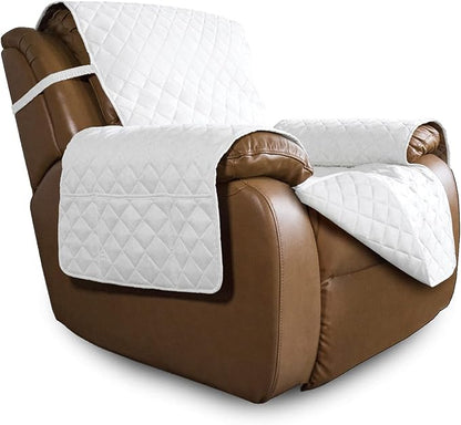 Easy-Going Reversible Couch Cover, Oversized Recliner, White/White | Machine Washable Slipcover For Dogs, Water Resistant Furniture Mat For Living Room, Non-Slip Sofa Cover, Pet Friendly