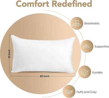Utopia Bedding 12x20 Outdoor Pillows, Water Resistant Throw Pillows, 2-Pack | Outdoor Throw Pillows, Water Repellent, Decorative Pillow for Patio Furniture & Porches, Plush & Supportive, Pack of 2, White