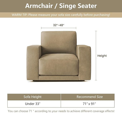 MYSKY HOME Oversized Armchair Couch Cover for 1 Cushion Couch, Washable Sofa Protector, Chair Couch Covers Sofa Covers Sofa Throws Sofa Slipcovers Futon Cover for Pet, Kid, 71"X91", Moss Green