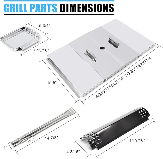 Grill Replacement Parts for Nexgrill 720-0830H 720-0783E 720-0783EH, Grease Tray Drip Tray & Grill Heat Plates & Burner Tubes and Igniters for Home Depot Nexgrill 4 Burner 720-0830H