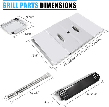Grill Replacement Parts for Nexgrill 720-0830H 720-0783E 720-0783EH, Grease Tray Drip Tray & Grill Heat Plates & Burner Tubes and Igniters for Home Depot Nexgrill 4 Burner 720-0830H
