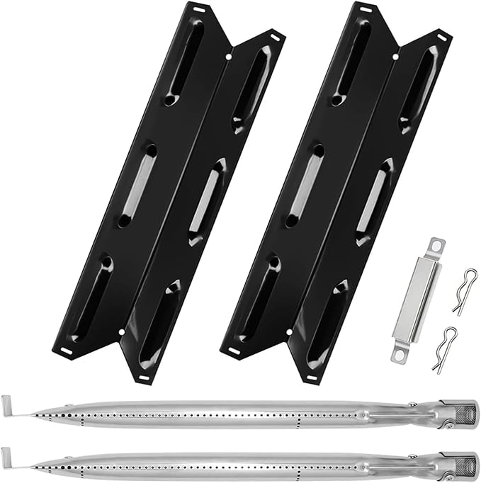 BQMAX Grill Parts for Kenmore 2 Burner Grill 146.23673310 146.16142210 | Porcelain Steel Heat Plate & Burner for Kenmore Grill Replacement Parts 146.23686310, for Members Mark 2 Burner MM-G2001-AB