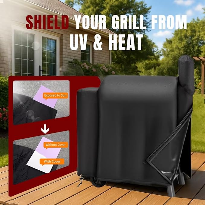 SHINESTAR Grill Cover for Traeger Pro 34/780 Series, 600D Heavy Duty Waterproof Wood Smoker Cover with Zipper & Adjustable Drawstring, Pellet BBQ Cover for 34 Elite/Century, Texas, Z Grills and More
