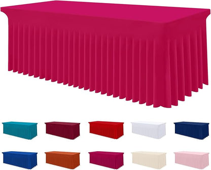 Smiry Spandex Elastic Fitted Table Cloth Skirt for 6FT Rectangle Table | Stretch Washable Table Cloth, Banquet Table Cover for Wedding, Party, Indoor & Trade Shows, (Fuchsia, 72Lx30Wx30H)