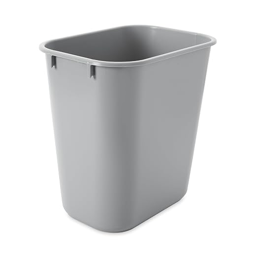 Rubbermaid Commercial Products Deskside Wastebasket/Trash Can, 3.25-Gallon/13-Quart, Gray, Plastic, for Bedroom/Bathroom/Office, Fits Under Desk/Sink/Cabinet, Pack of 12