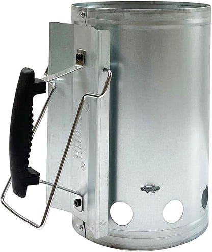Charcoal Chimney Starter with Firelighters, XL 7.5X12 Chimney Starter, Tilted Handle Design for Safe Outdoor Grilling & Camping, Silver