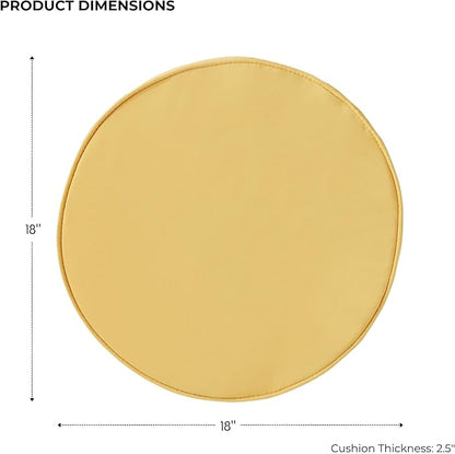 Set of 2 Outdoor 18 inch Round Patio Dining Chair Pads – Comfortable Fiber-Filled Seat Cushions with Ties, Reversible Polyester Fabric - Sunbeam