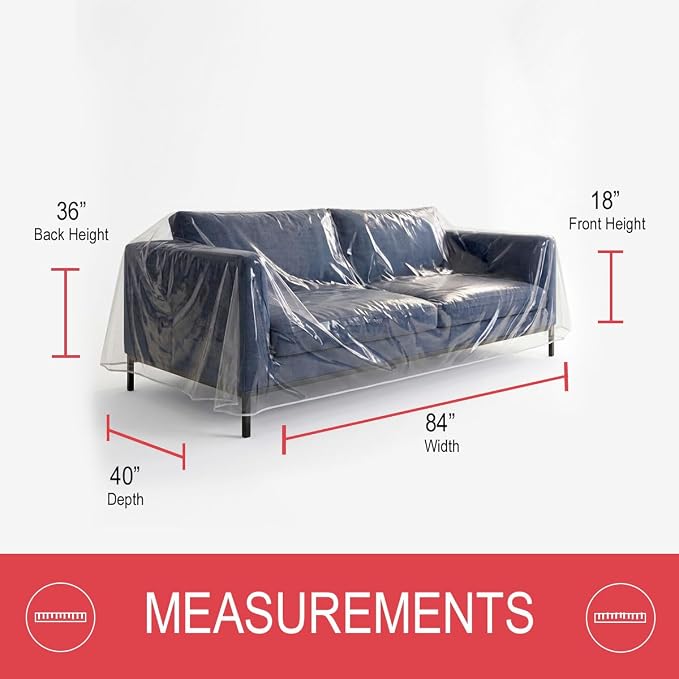 LAMINET Deluxe Heavy-Duty Crystal-Clear Furniture Protectors Protects Dust, Dirt, Spills, Pet Hair and Dander, Paws and Claws Sofa-36”RH x 18" FH x 84”W x 40" D, Loveseat Sofa | Designed for heavy-duty protection against dust, dirt, spills, pet hair, a...