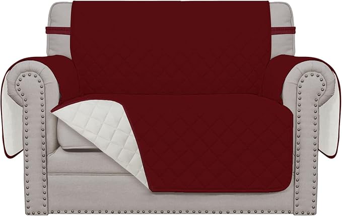 Easy-Going Reversible Couch Cover, Oversized Chair, Christmas Red/Ivory | Machine Washable Slipcover For Dogs, Water Resistant Furniture Mat For Living Room, Non-Slip Sofa Cover, Pet Friendly