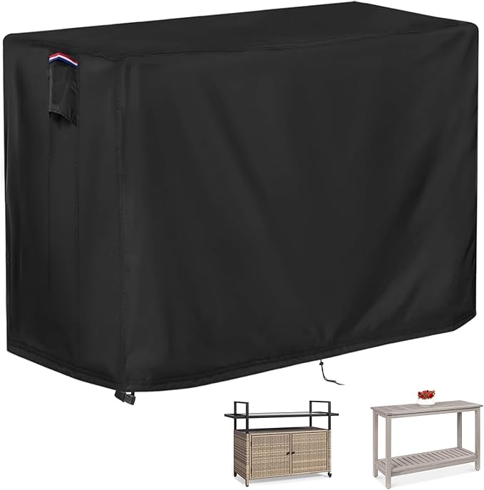 Outdoor Table Cover for Outdoor Bar Buffet Table, 48inch Patio Table Cover Waterproof for Bar Height Patio Furniture,Grill Cart-48"L x 16"W x 30"H