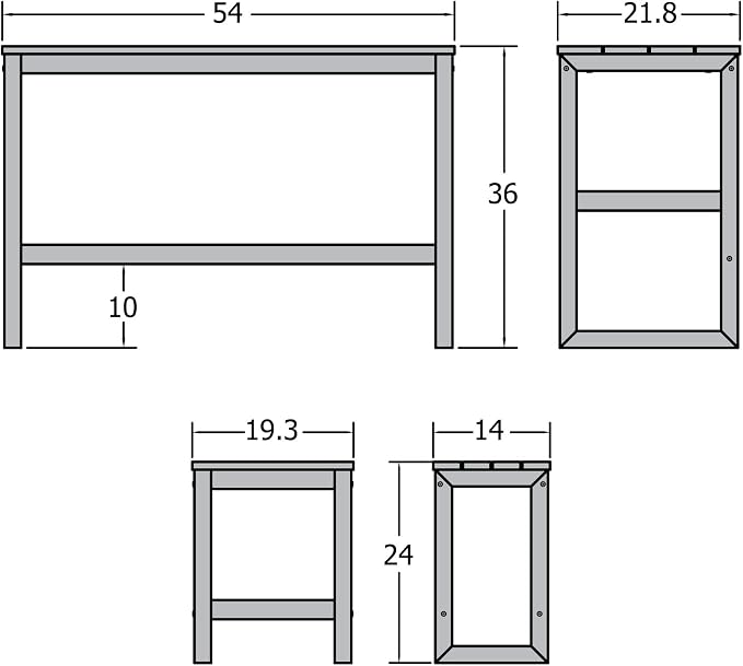 highwood Monroe 3-Piece Counter Height Modern Balcony Set, 1 Table and 2 Stools, Coastal Teak