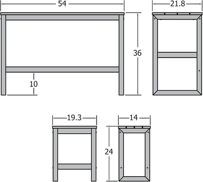 highwood Monroe 3-Piece Counter Height Modern Balcony Set, 1 Table and 2 Stools, Coastal Teak