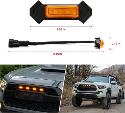 Amber LED Grille Lights For Tacoma TRD Pro 2016-2022, 4Pcs OEM Front Grill Light Kit with Wire Harness And Fuse