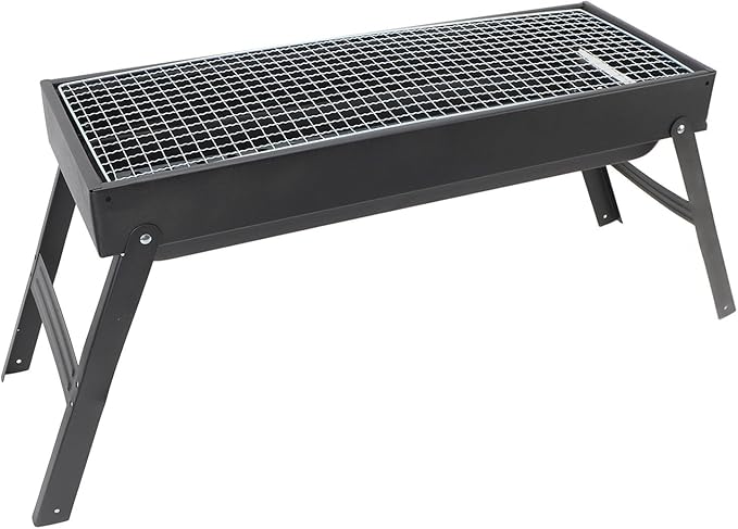 Luocute Portable Charcoal BBQ Grill, Folding Iron Barbecue with Detachable Parts with Basket for Outdoor Cooking Camping Picnic Garden