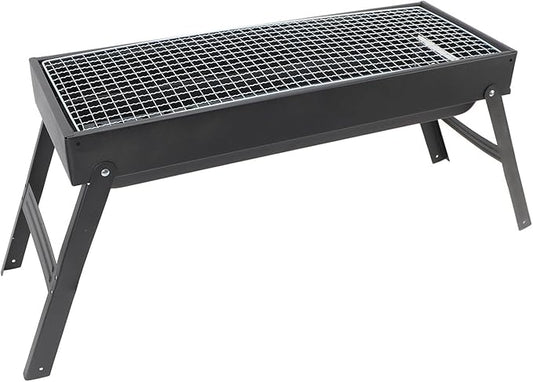 Luocute Portable Charcoal BBQ Grill, Folding Iron Barbecue with Detachable Parts with Basket for Outdoor Cooking Camping Picnic Garden
