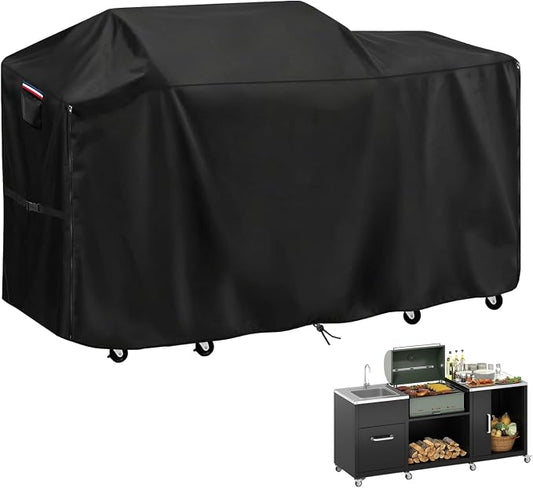 82 Inch Island Grill Cover, Outdoor Kitchen BBQ Waterproof Cover | Heavy Duty Outdoor Large Island Covers for Patio BBQ, 82"L x 25"W x 50"H