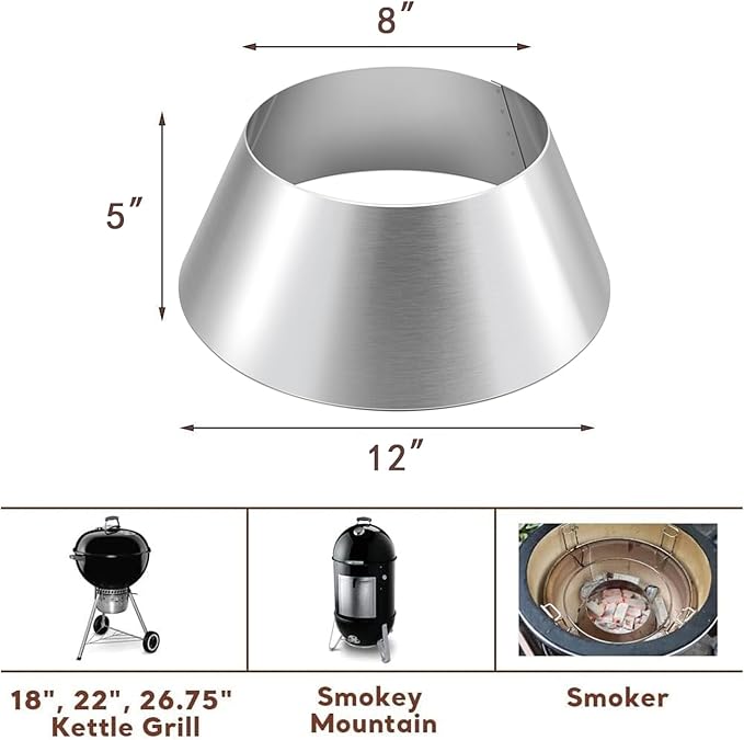 Uniflasy BBQ Whirlpool for Weber Kettle 22, 26.75 Inches WSM Weber Smokey Mountain for Big Green Egg XL Kamado Cone Kettle Charcoal Grill Accessories for Weber Master Touch 22