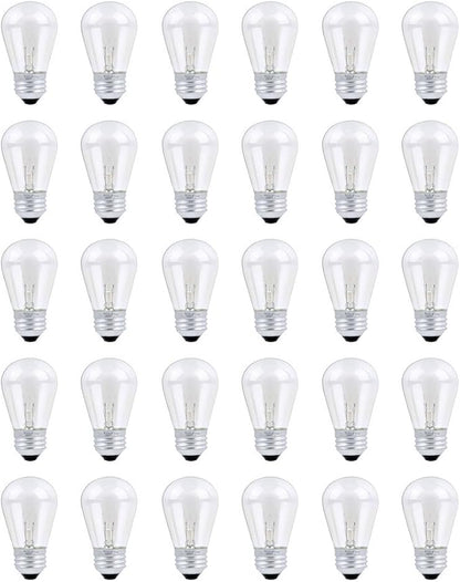 30 Pack S14 Outdoor String Light Bulbs Set orange, 120V 11W Clear Outdoor Patio Vintage Light Shatterproof Bulbs
