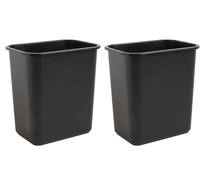 United Solutions 7 Gallon / 28 Quart Space Saving Trash Wastebasket, Fits Under Desk and Small, Narrow Spaces in Commercial, Kitchen, Home Office, and Dorm, Easy to Clean, 2 Pack, Black, (WB0338) | Slim 30.8-quart bins fit small spaces in offices, kitc...