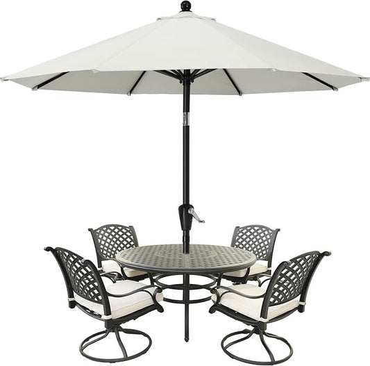 MASTERCANOPY 10ft Patio Umbrella with Tilt & Crank, Light Beige | 8 sturdy ribs;UV/water resistant;Vent;easy setup;for garden/deck/backyard/pool