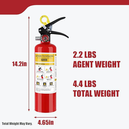 6PACK ABC Fire Extinguisher for Home - 2.2lb, Dry Powder Fire Extinguisher, 1A:10-B:C Rated, Certified for Car/House/Kitchen/Truck/Marine/Boat/Vehicle/utv/rv