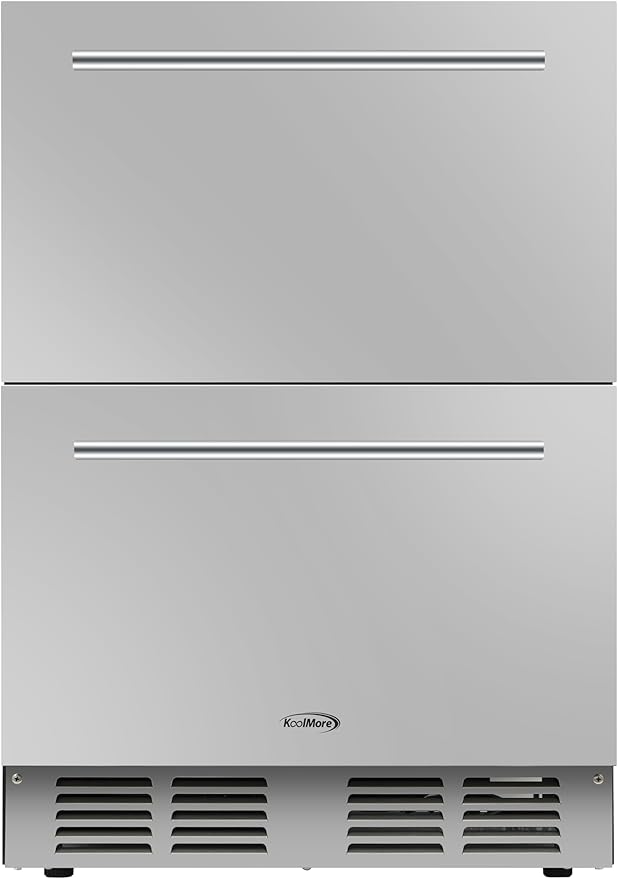 KoolMore KM-OKS-RD2 24 in. Outdoor Kitchen Double Drawer Built-in Refrigerator in Stainless-Steel, ETL Listed