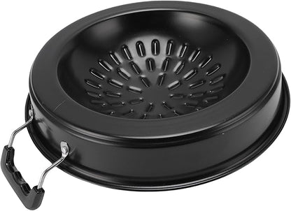 Asixxsix Thai Korean BBQ Grill Pan, Aluminum BBQ Grill Topper, 2 in 1 Non Stick Smoke Steak Grill Charcoal Pan Pork Hot Pot, Even Heating Barbecue Grill Plates, Camping BBQ Pan (30cm/11.81in Black)
