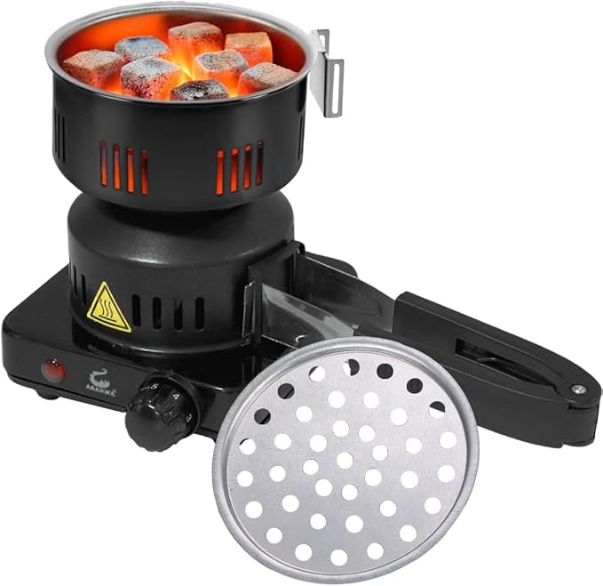 ETL Approved Charcoal Starter - Coal Burner Hot Plate Electric Stove Coconut Starter with Stainless Detachable Tongs, 4.9Ft Longer Cords, 650W Faster Heating for BBQ Kitchen etc.