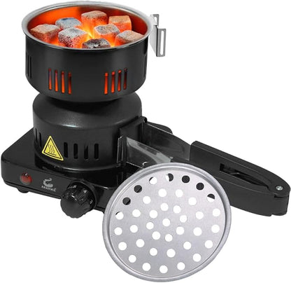 ETL Approved Charcoal Starter - Coal Burner Hot Plate Electric Stove Coconut Starter with Stainless Detachable Tongs, 4.9Ft Longer Cords, 650W Faster Heating for BBQ Kitchen etc.