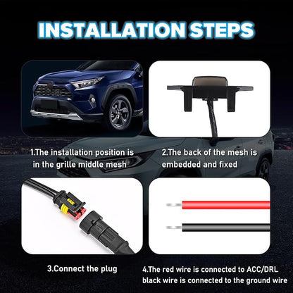4PCS Front Grill Lights Compatible with Toyota RAV4 2020-2024 | with 4-in-1 Wire Harness & Fuse Adaptor, LED Grille Light Bar Fit for Toyota RAV4, RAV4 Accessories, Amber