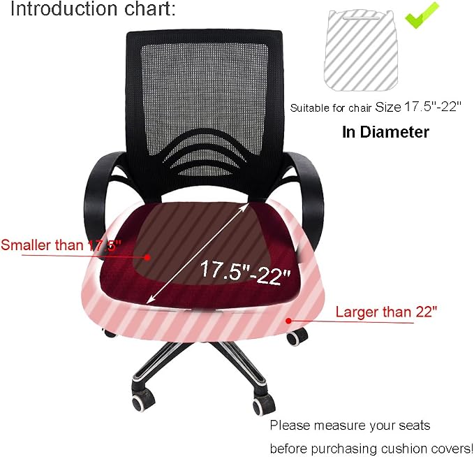 Smiry Office Computer Chair Seat Covers for Desk, Anti-dust Protector | Stretch Jacquard Removable Washable Desk Chair Seat Cushion Protectors, Grey