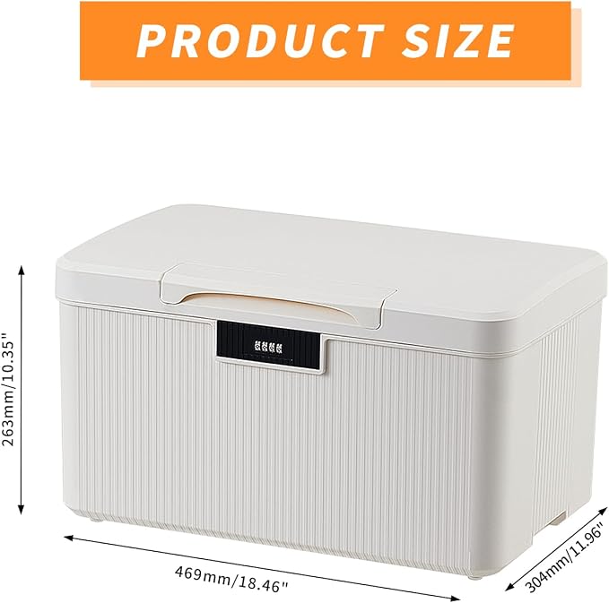 RUIAN Lockable Storage Container Bin, 10 Gallon & 2.3 Gallon Security Portable Combination Lock Plastic Box, Locked Security Box Suitable for Storing Important Items and Documents (Milk White)