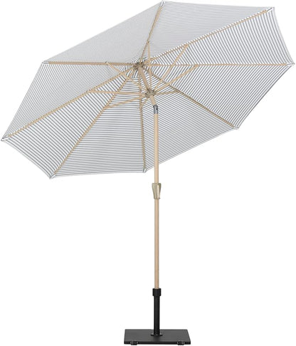 Tempera Striped Patio Umbrellas Outdoor Table Market Umbrellas with Crank & Pust Button Tilt|Auto-Tilt, 8 Steel Ribs, High Color-Fastness Canopy