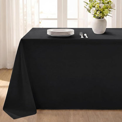 Softalker Rectangle Tablecloth, Waterproof Table Cloths Wrinkle Free Fabric Washable Polyester Table Cover for Dining Tables Party Outdoor Camping Parties Buffet Wedding - 90 x 132 inch, Black