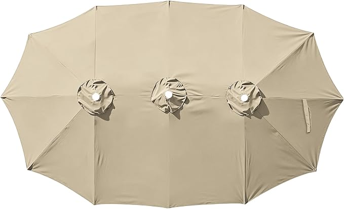 15ft Double-sided Umbrella Replacement Canopy Cover,12 ribs Large Triple Parasol Top For Market Outdoor Patio Shades，Frame not Include