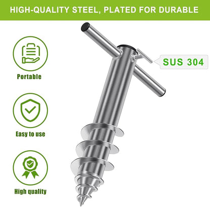 Dolibest Beach Umbrella Sand Anchor, Heavy-Duty Steel Beach Umbrella Holder with 3 Sleeves (Fits 1-2" Poles), Windproof Beach Umbrella Stake, Fully Welded Spiral Base Design for Ultimate Stability