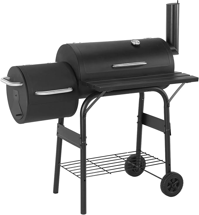 Spacious Barrel Charcoal BBQ Grill 192 Sq. In. Cooking Space Barbecue Smoker Grill Combo for Patio Picnics Camping Backyard Cooking