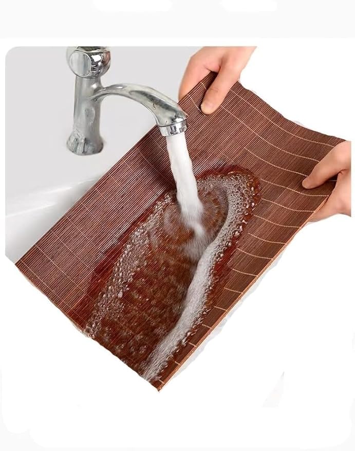 Dining Table Placemat, Heat-Resistant Place Mat Stain Resistant Anti-Skid Washable Bamboo Table Mat Placemat Kitchen Table mat… (Dark Brown(Square))