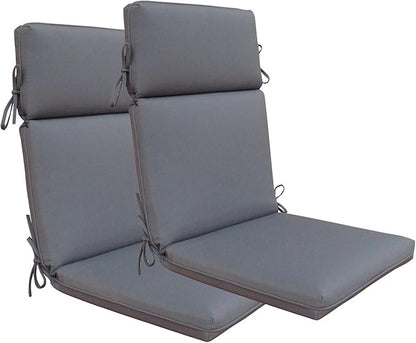 Indoor Outdoor High Back Dining Chair Cushions Replacement Patio Seat Cushion Fade Resistance, Set of 2, Fade Resistance Olefin Deep Grey