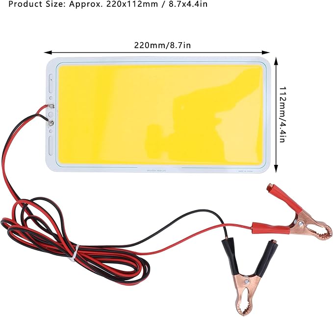 COB LED Panel Light, 70W 7000LM Bright 12V Light Source for Camping Tent Warm White Aluminum Board 220x112mm 1 Pack