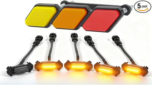 After Market TRD-Pro Grill Lights Emblem for 2015-2023 Toyota Tacoma | 5pcs led,Amber Led,Black Color +Grille Emblems tacoma