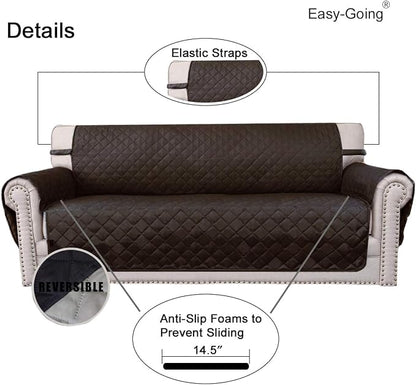 Easy-Going Reversible Couch Cover, Small Chair, Chocolate/Beige | Machine Washable Slipcover For Dogs, Water Resistant Furniture Mat For Living Room, Non-Slip Sofa Cover, Pet Friendly