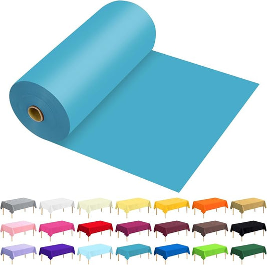 54 Inch X 300 Feet Plastic Table Cover Roll Premium Disposable Plastic Tablecloth for All Type/Shape Tables | Picnic, Party, Banquet, Birthdays, Weddings (Turquoise, 54 Inch X 300 Feet)